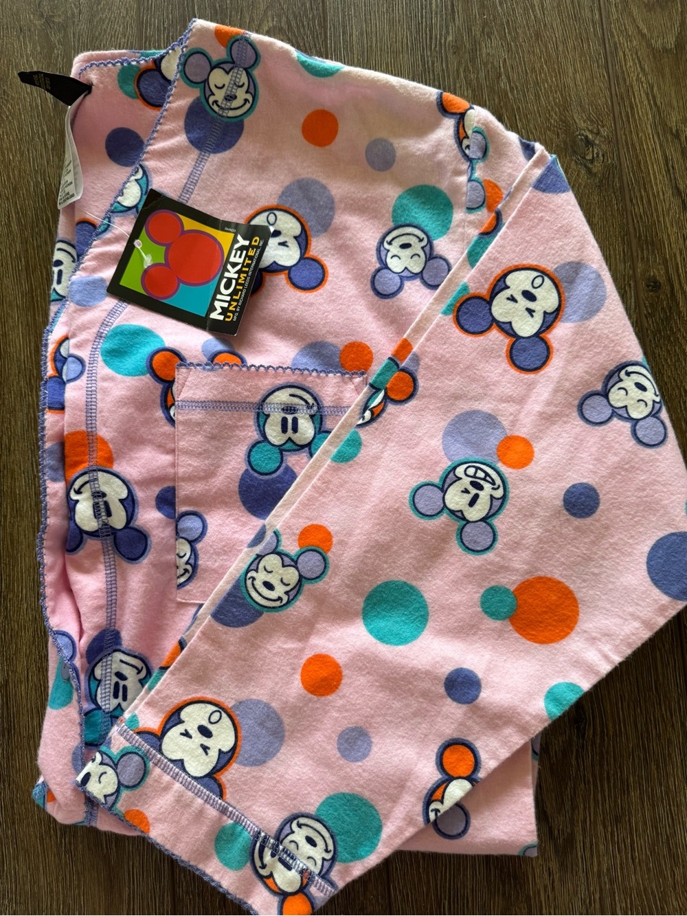 Disney Mickey Unlimited Pink Polka Dot Cotton Flannel Nightgown Vintage